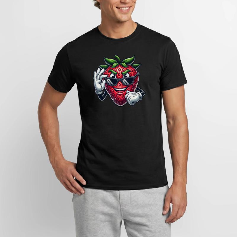 Cool Strawberry Fruit Comic with Sunglasses Men's T-Shirt