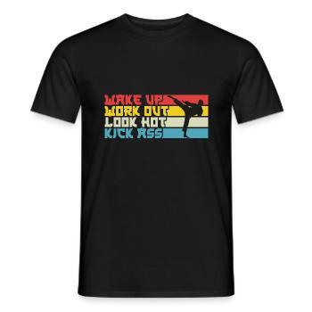Karate Black Belt Gi Uniform Wake - Männer T-Shirt - Schwarz - Vorne - AI Model Male 178 light (178cm)