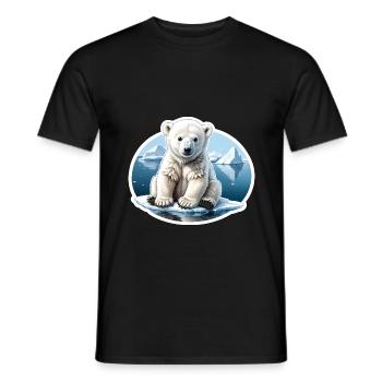 Un bébé ours polaire est assis sur une banquise. - T-shirt homme - noir - Devant - AI Model Male 178 light (178cm)