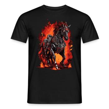 Horse Pony Hell Fire Flame - Men's T-Shirt - black - Front - AI Model Male 178 light (178cm)