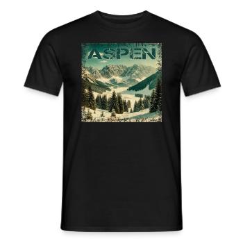 Aspen Ski Snowboard Vintage Winter Getaway - Men's T-Shirt - black - Front - AI Model Male 178 light (178cm)