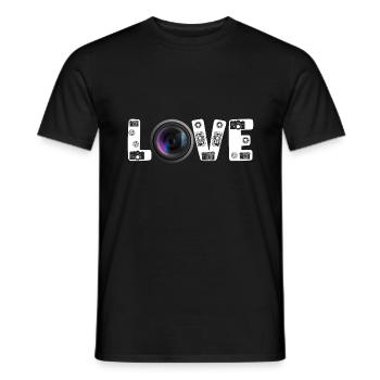Photography Camera Lens Retro Love - Männer T-Shirt - Schwarz - Vorne - AI Model Male 178 light (178cm)
