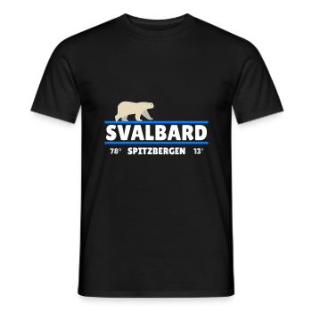 Svalbard Spitsbergen Norway coordinates Polar Bear - Men's T-Shirt - black - Front - AI Model Male 178 light (178cm)