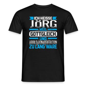 JÖRG - Gottgleich - Männer T-Shirt - Schwarz - Vorne - AI Model Male 178 light (178cm)
