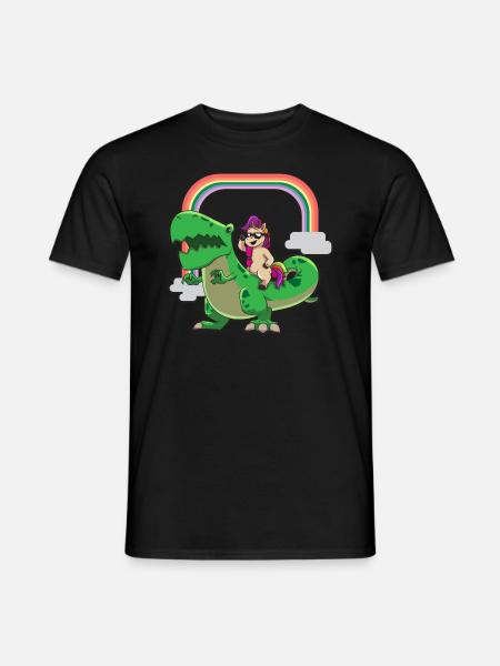 Unicorn loves T Rex - Men's T-Shirt - black