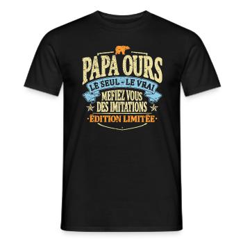 Papa ours - T-shirt homme - noir - Devant - AI Model Male 178 light (178cm)