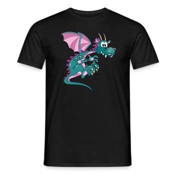 Dragon drôle de bande dessinée - T-shirt homme - noir - Devant - AI Model Male 178 light (178cm)