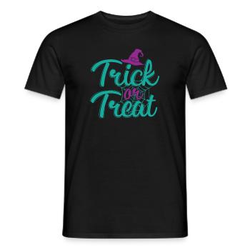 Chapeau de sorcière d'Halloween "Trick or Treat" - T-shirt homme - noir - Devant - AI Model Male 178 light (178cm)