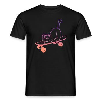 Skateboarding Cat Skating Skateboard - Men's T-Shirt - black - Front - AI Model Male 178 light (178cm)
