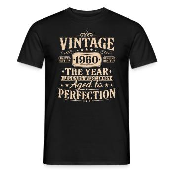Vintage, années 1960, Vintage Cadeau d’anniversaire - T-shirt homme - noir - Devant - AI Model Male 178 light (178cm)