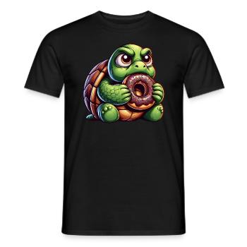 Mignon tortue beignet bonbon dessin animé - T-shirt homme - noir - Devant - AI Model Male 178 light (178cm)