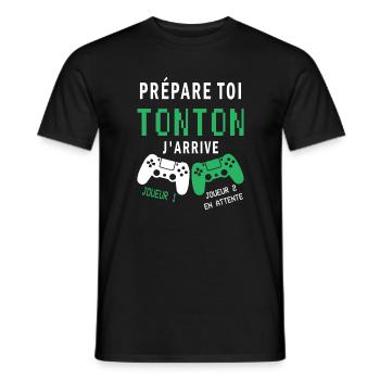 Futur Tonton Gamer Cadeau Annonce Grossesse - T-shirt homme - noir - Devant - AI Model Male 178 light (178cm)