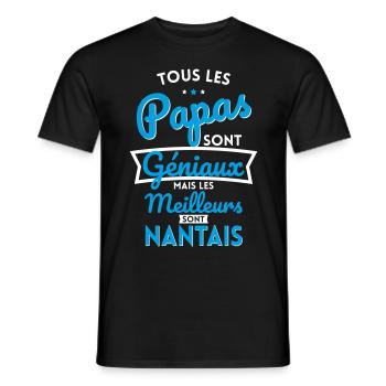 Papas géniaux mais les meilleurs sont Nantais - T-shirt homme - noir - Devant - AI Model Male 178 light (178cm)