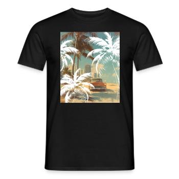 Palmiers de Miami Beach - T-shirt homme - noir - Devant - AI Model Male 178 light (178cm)