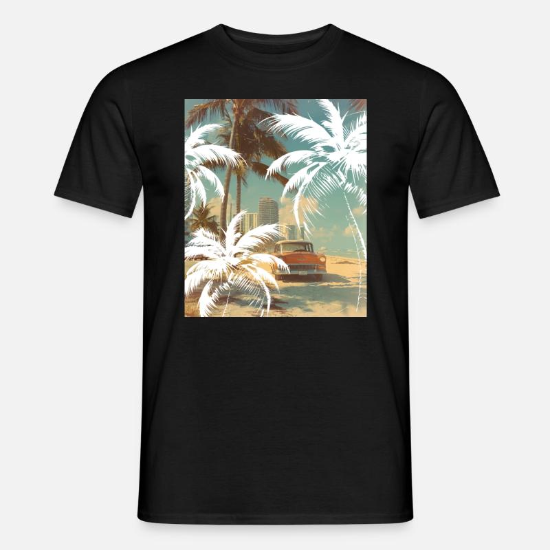 Miami Beach Palms - Männer T-Shirt - Schwarz