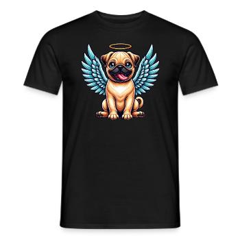 Ange carlin mignon avec des ailes dessin animé Chibi - T-shirt homme - noir - Devant - AI Model Male 178 light (178cm)