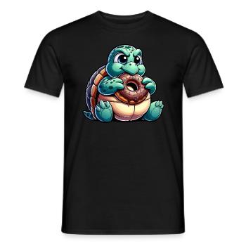 Süße mollige Schildkröte Donut Cartoon - Männer T-Shirt - Schwarz - Vorne - AI Model Male 178 light (178cm)