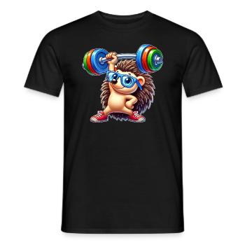 Entraînement physique Hedgehog Barbell - T-shirt homme - noir - Devant - AI Model Male 178 light (178cm)