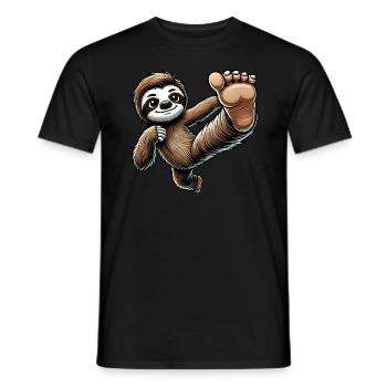 Faultier Karate Meister Tritt Sport Arts - Männer T-Shirt - Schwarz - Vorne - AI Model Male 178 light (178cm)