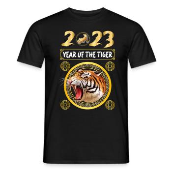 Year of the Tiger 2023 - Chinesisches Neujahrsfest - Männer T-Shirt - Schwarz - Vorne - AI Model Male 178 light (178cm)