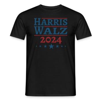 Harris Walz 2024 - Männer T-Shirt - Schwarz - Vorne - AI Model Male 178 light (178cm)