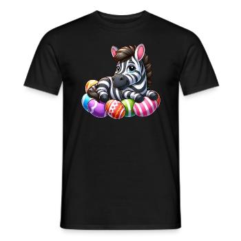 Cute Zebra Easter Egg Cartoon Easter - Men's T-Shirt - black - Front - AI Model Male 178 light (178cm)