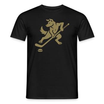 Husky Silhouette Hockey Minimalist Design - Men's T-Shirt - black - Front - AI Model Male 178 light (178cm)