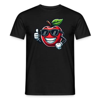 Cool Apple Fruit with Sunglasses - Men's T-Shirt - black - Front - AI Model Male 178 light (178cm)