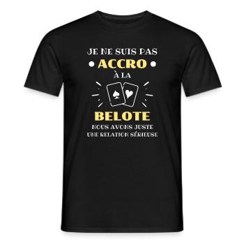 accro belote humour belote homme cadeau drole - T-shirt homme - noir - Devant - AI Model Male 178 light (178cm)
