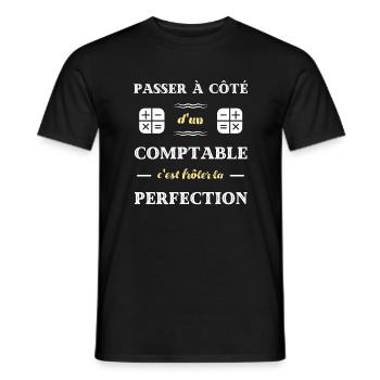 perfection comptable humour comptabilité homme - T-shirt homme - noir - Devant - AI Model Male 178 light (178cm)