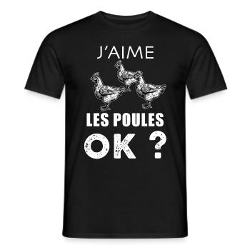 J'aime les poules OK - T-shirt homme - noir - Devant - AI Model Male 178 light (178cm)
