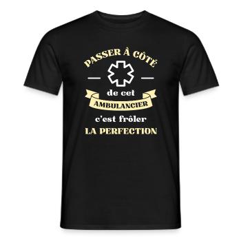 ambulancier perfection homme humour ambulance - T-shirt homme - noir - Devant - AI Model Male 178 light (178cm)
