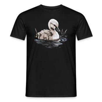 Bébé cygne Oiseau Poussin - T-shirt homme - noir - Devant - AI Model Male 178 light (178cm)