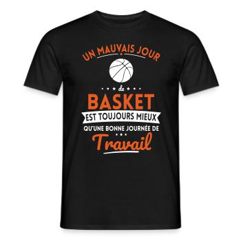Mauvais jour de basket mieux que journée travail - T-shirt homme - noir - Devant - AI Model Male 178 light (178cm)