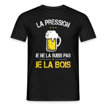 La Pression je ne la Subis Pas - Je la bois - T-shirt homme - noir - Devant - AI Model Male 178 light (178cm)