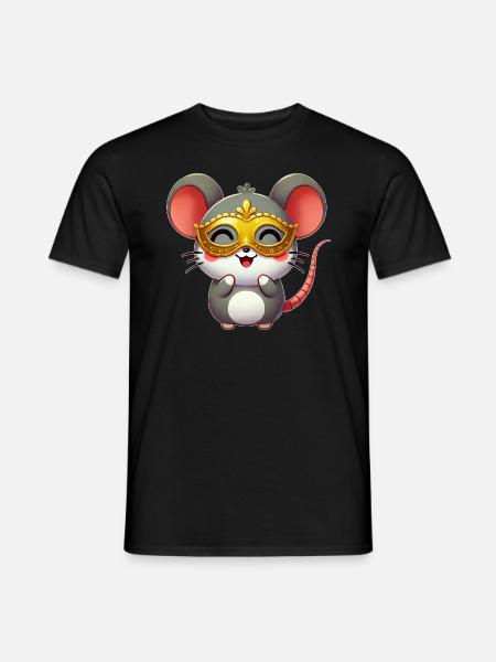 Süße Cartoon Maus Mardi Gras Karneval - Männer T-Shirt - Schwarz