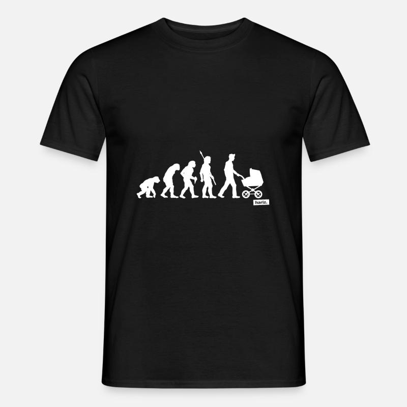 Papa Evolution HARIZ Papa Vatertag Geschenk - Männer T-Shirt - Schwarz
