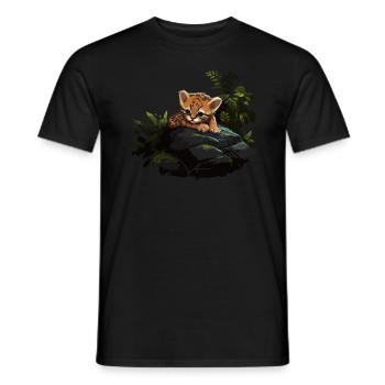 Bébé léopard Chat sauvage - T-shirt homme - noir - Devant - AI Model Male 178 light (178cm)