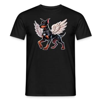 Elegant Doberman Angel Love Pet - Men's T-Shirt - black - Front - AI Model Male 178 light (178cm)