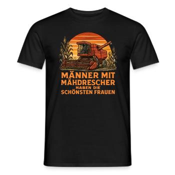 Männer mit Mähdrescher – Retrosunset Design - Männer T-Shirt - Schwarz - Vorne - AI Model Male 178 light (178cm)