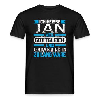 JAN - Gottgleich - Männer T-Shirt - Schwarz - Vorne - AI Model Male 178 light (178cm)
