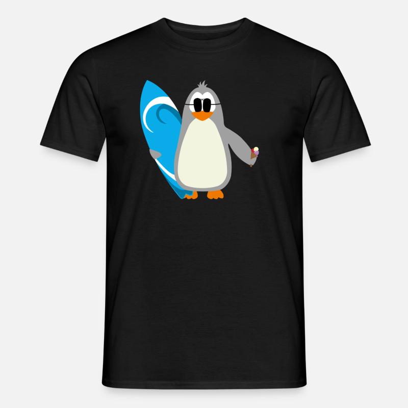 Pinguin surfer sonnenbrille eis geschenkidee - Männer T-Shirt - Schwarz