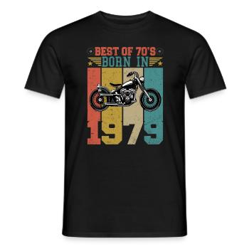Best Of The 70's Geboren 1979 Vintage Motorrad - Männer T-Shirt - Schwarz - Vorne - AI Model Male 178 light (178cm)