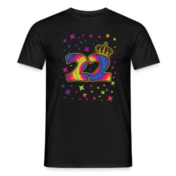 Tie-dye 22ème fête d’anniversaire 22 ans - T-shirt homme - noir - Devant - AI Model Male 178 light (178cm)