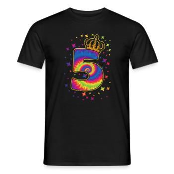 Tie-dye 5. Geburtstagsfeier 5 Jahre Alter - Männer T-Shirt - Schwarz - Vorne - AI Model Male 178 light (178cm)