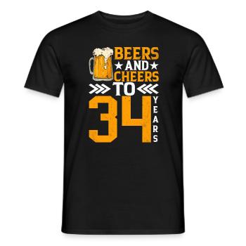 Prost Und Bier Auf 34 Jahre Frothy Mug Of Beer - Männer T-Shirt - Schwarz - Vorne - AI Model Male 178 light (178cm)