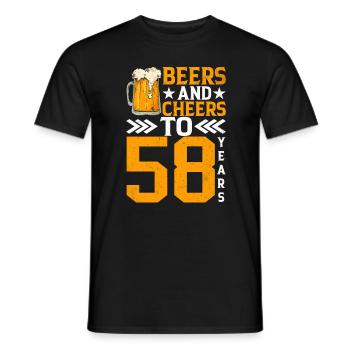 Cheers And Beer To 58 Years Frothy Mug Of Beer - Men's T-Shirt - black - Front - AI Model Male 178 light (178cm)