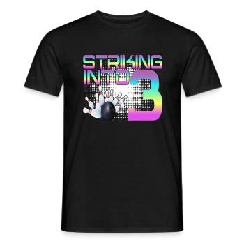 Frapper dans 3 Bowling Bowlers 3ème fête d’anniversaire - T-shirt homme - noir - Devant - AI Model Male 178 light (178cm)