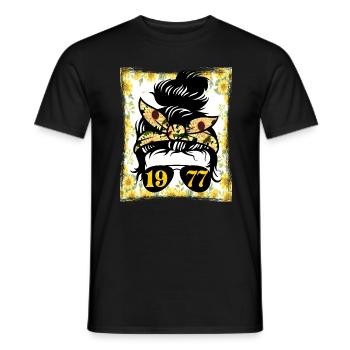 Tournesol Maman Née 1977 Anniversaire - T-shirt homme - noir - Devant - AI Model Male 178 light (178cm)