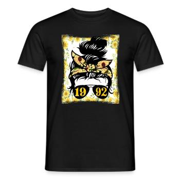 Tournesol Maman Née 1992 Anniversaire - T-shirt homme - noir - Devant - AI Model Male 178 light (178cm)